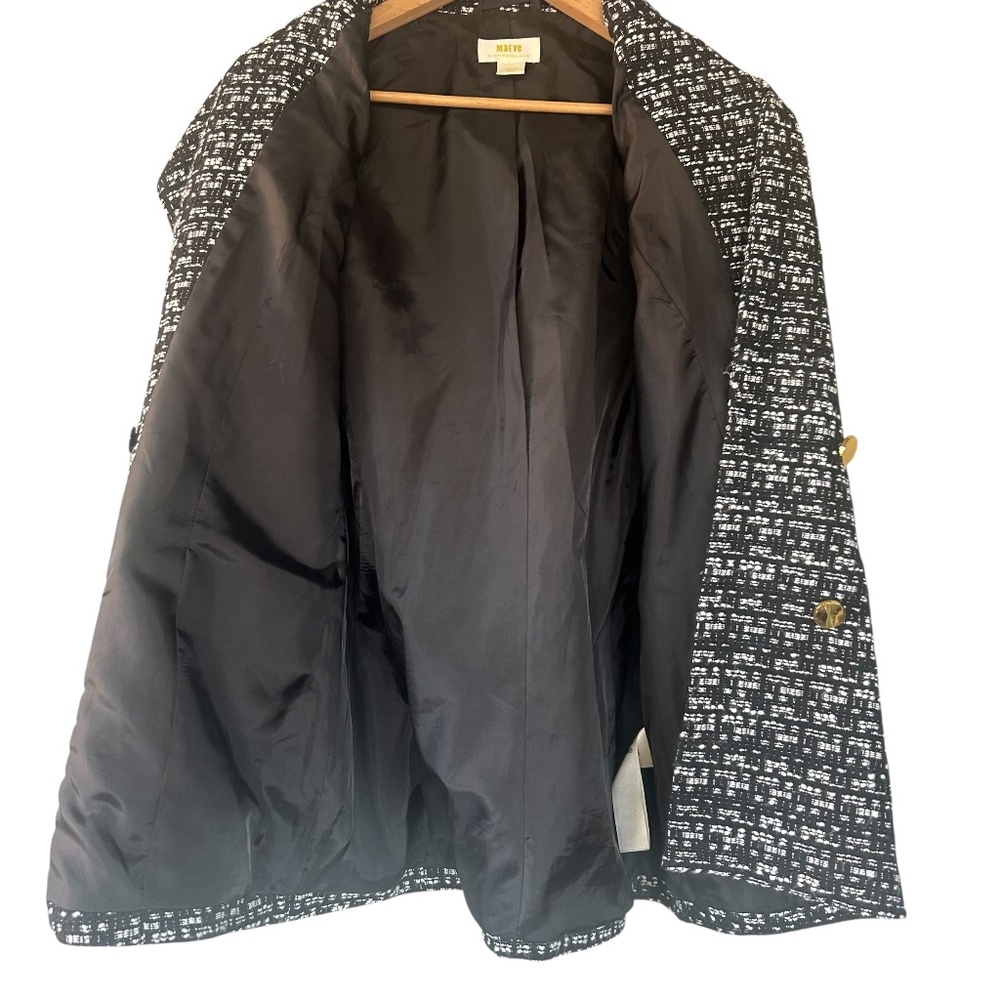 Maeve Black & White Tweed Blazer with Gold Buttons - Picture 4 of 13